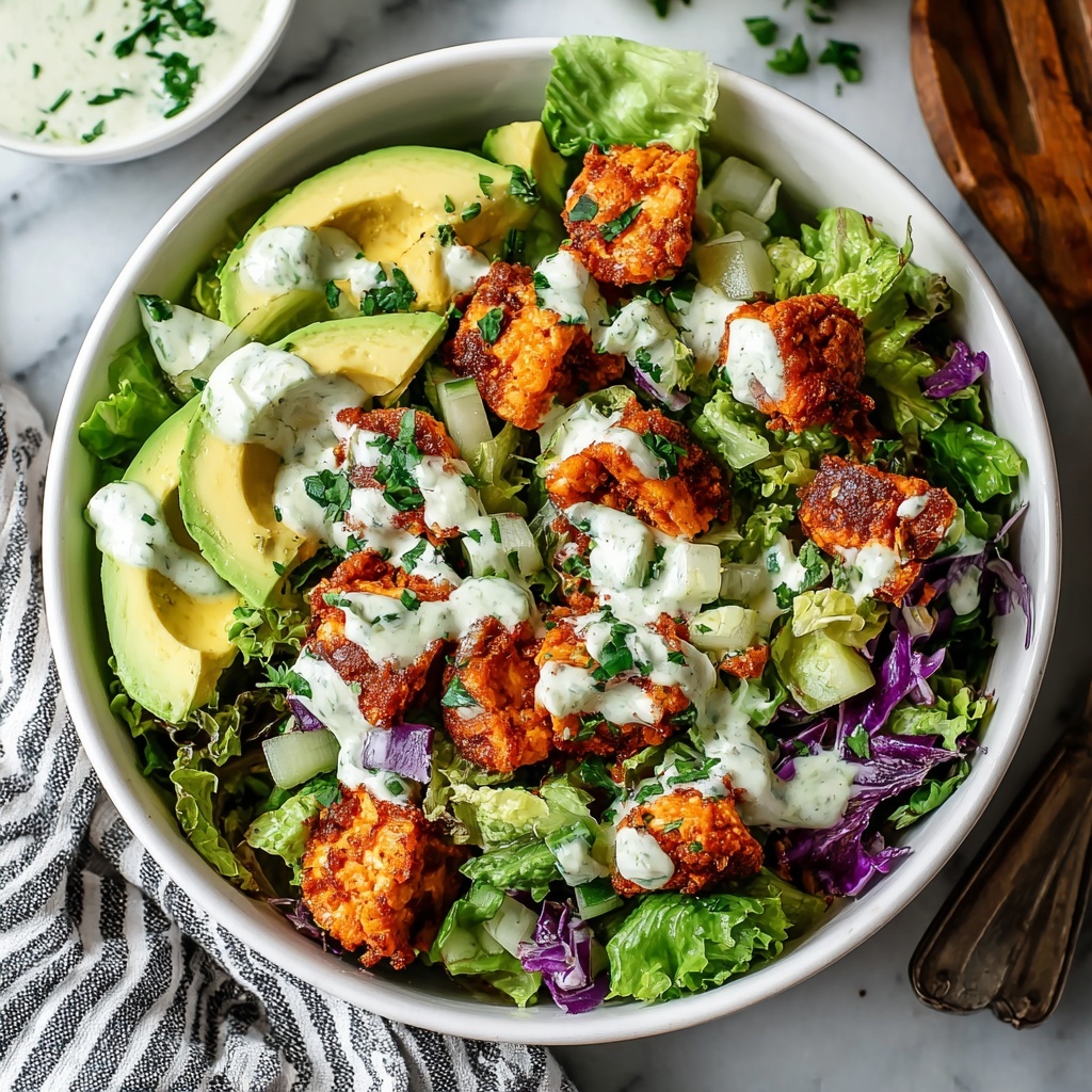 Crispy Buffalo Chicken Salad with Cilantro Ranch Recipe - Recipe Image