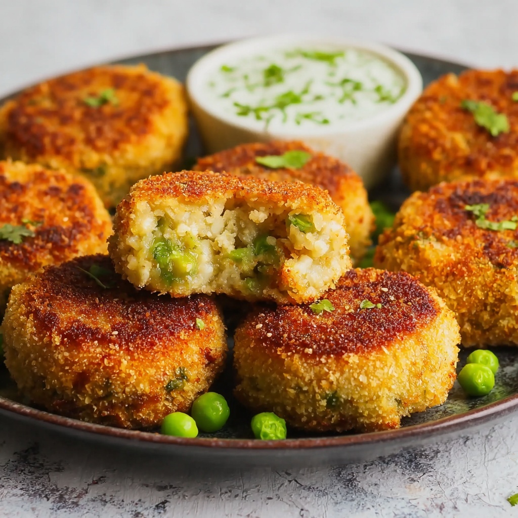 Crispy Lentil, Pea, and Potato Cakes with Green Cashew-Chili Chutney Recipe - Recipe Image