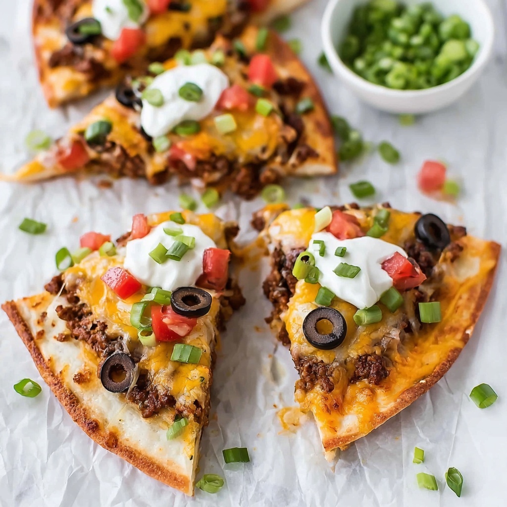 Mexican Pizza with Ground Beef, Enchilada Sauce, and Fresh Toppings Recipe - Recipe Image