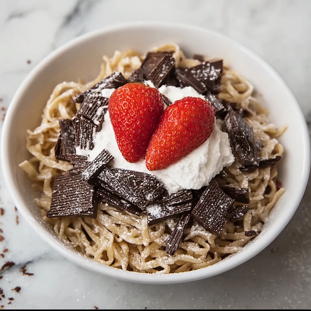 Delightful Chocolate Pancake Spaghetti with Oreo Crumbles Recipe - Recipe Image