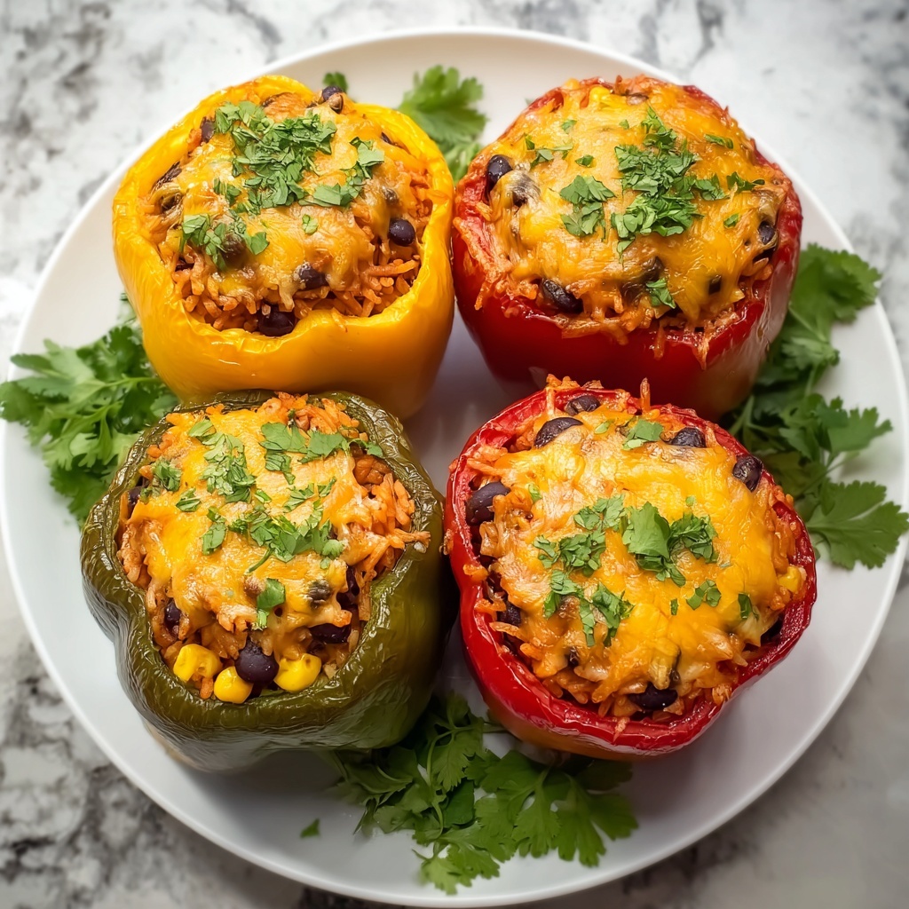 Vegetarian Stuffed Bell Peppers with Rice, Black Beans, and Vegetables Recipe - Recipe Image