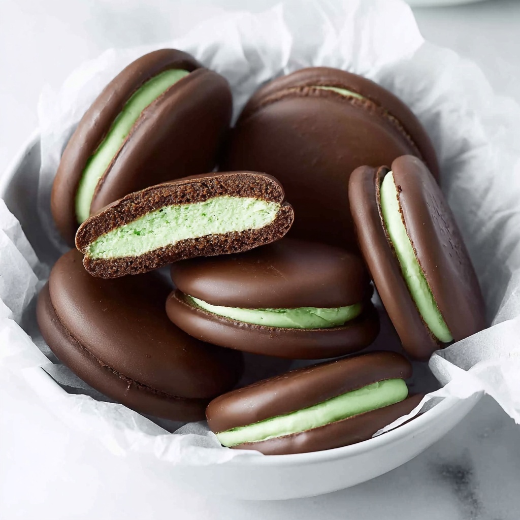 Mint Sandwich Cookies with Dark Chocolate Coating Recipe - Recipe Image