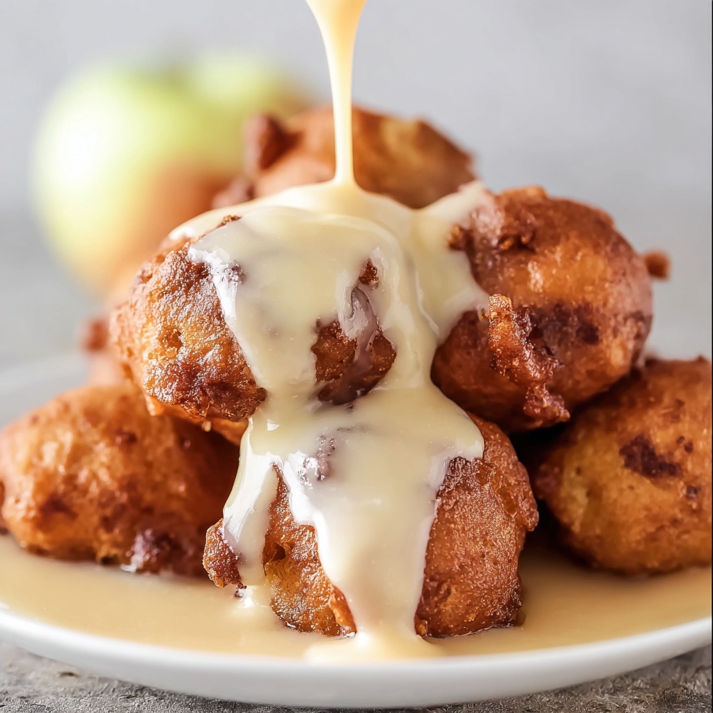 Soft Cinnamon Apple Fritters with Vanilla Glaze Recipe - Recipe Image
