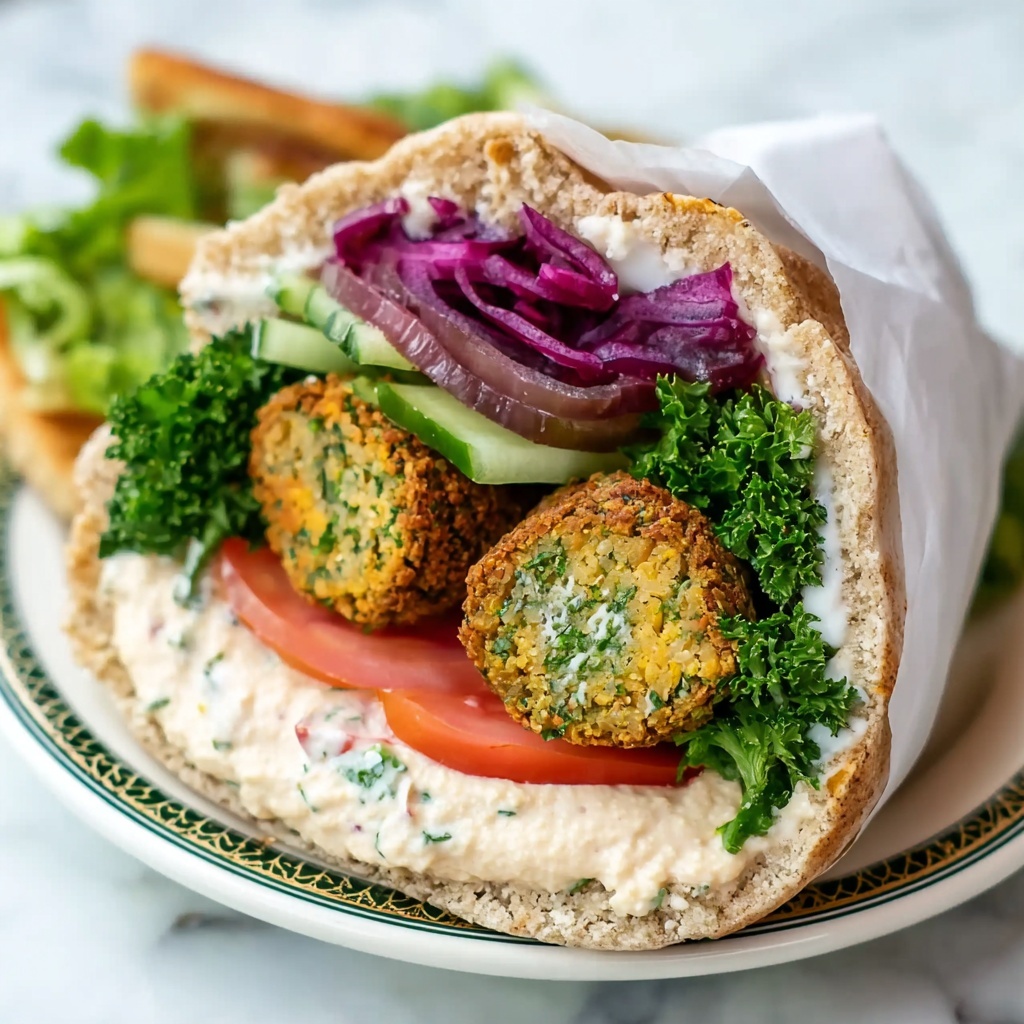 Falafel Wrap with Hummus, Tahini, and Fresh Veggies Recipe - Recipe Image