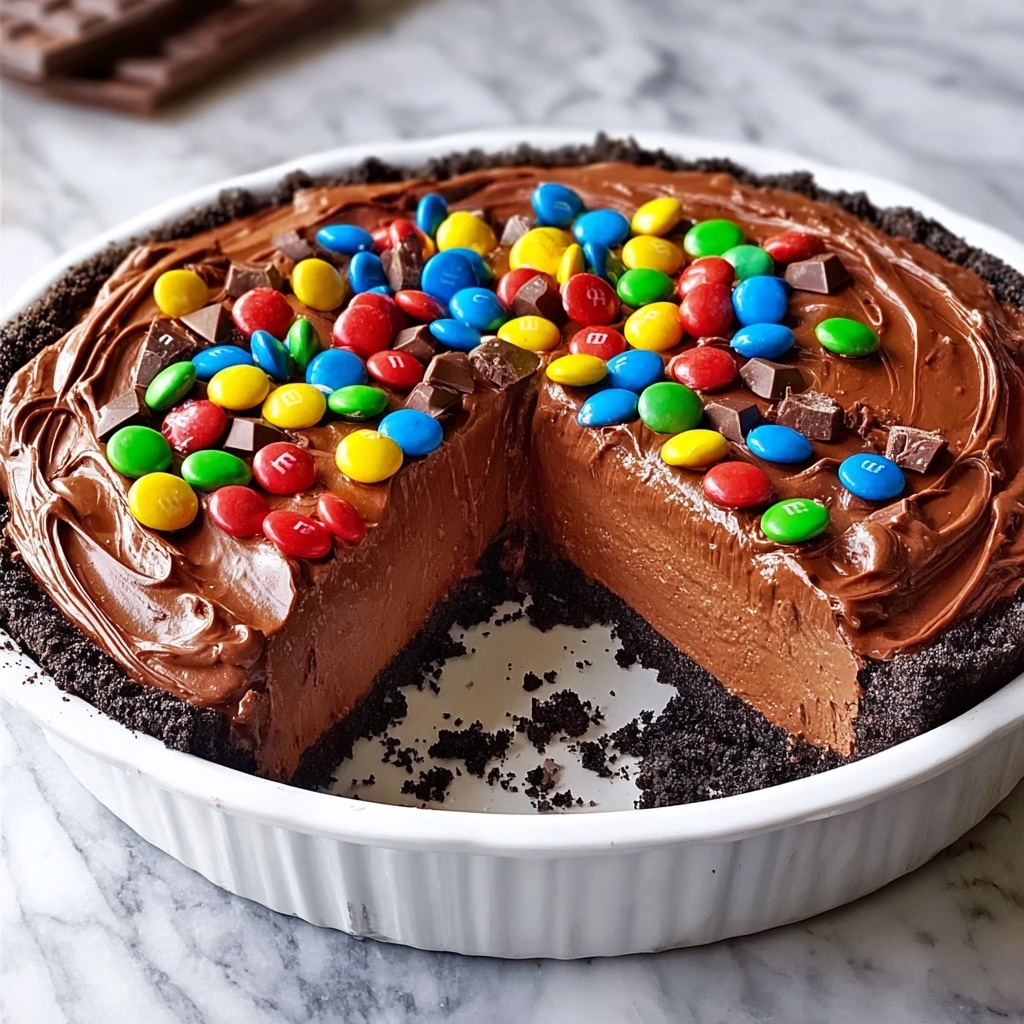 No-Bake Chocolate M&M Pie Recipe - Recipe Image