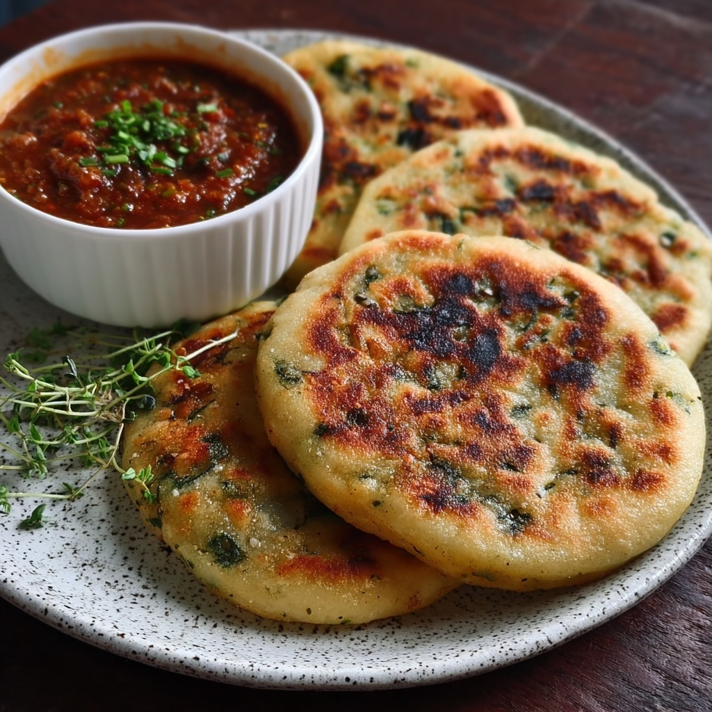 Indian Methi Paratha with Spicy Tomato Chutney Recipe - Recipe Image