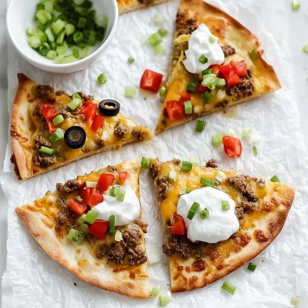 Mexican Pizza with Ground Beef, Enchilada Sauce, and Fresh Toppings Recipe - Recipe Image