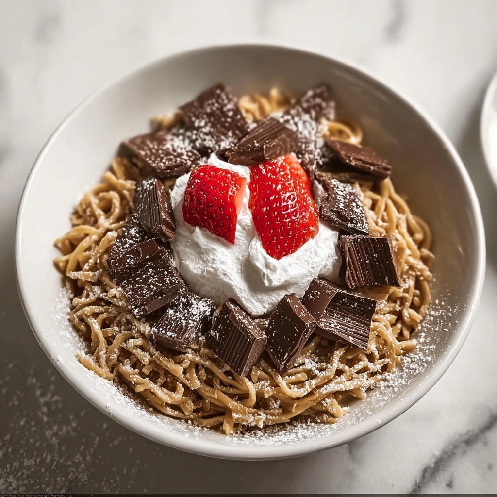 Delightful Chocolate Pancake Spaghetti with Oreo Crumbles Recipe - Recipe Image