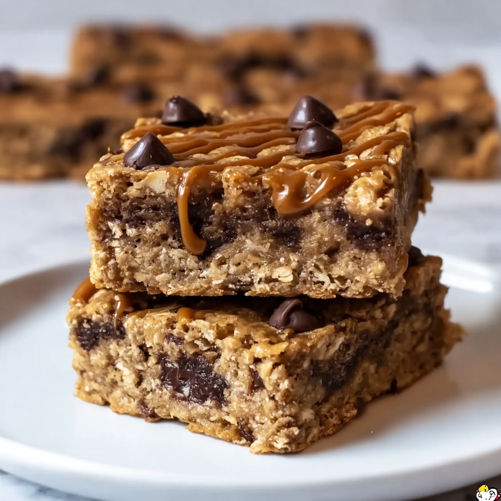 Peanut Butter Banana Chocolate Chip Oatmeal Bars Recipe - Recipe Image