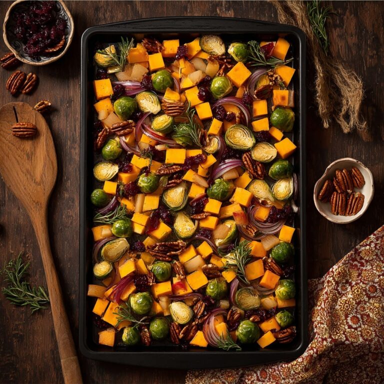 Festive Roasted Vegetables with Apples, Cranberries, and Pecans Recipe