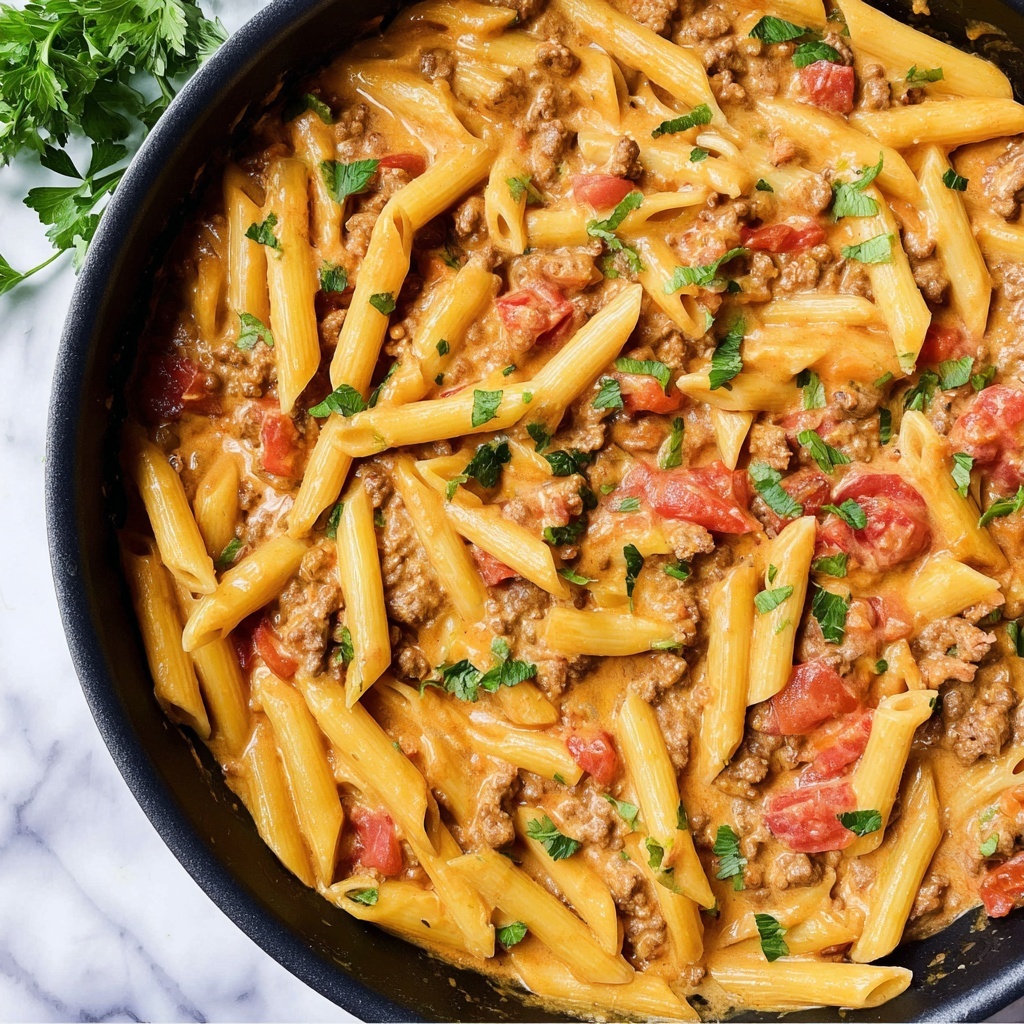 Creamy Rotel Pasta with Ground Beef and Cheddar Recipe - Recipe Image