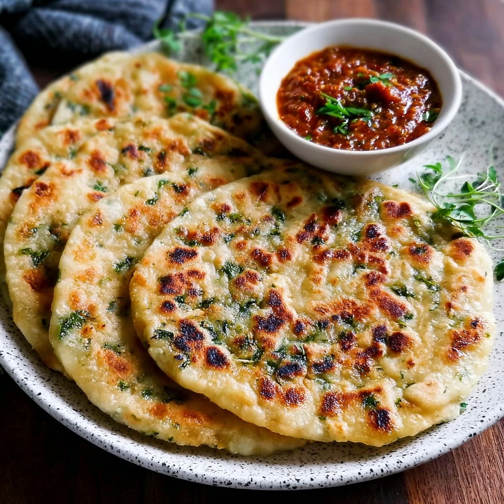 Indian Methi Paratha with Spicy Tomato Chutney Recipe - Recipe Image
