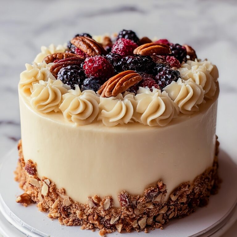 Simple Italian Cream Cake with Coconut, Pecans, and Rum Recipe
