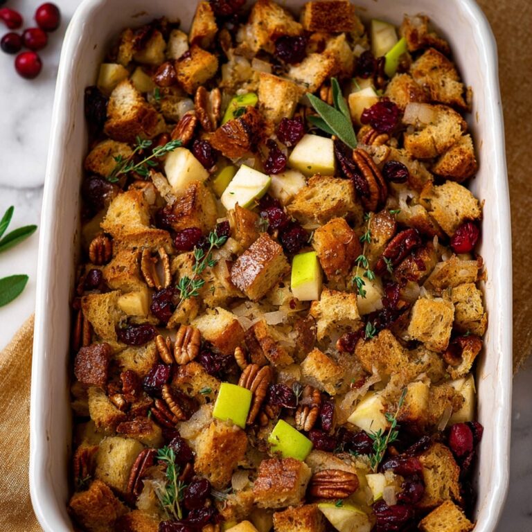 Autumn Harvest Stuffing with Apples, Cranberries, and Pecans Recipe