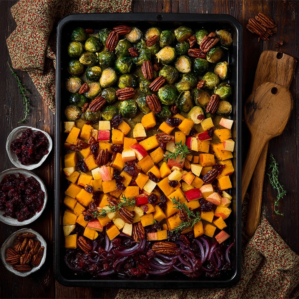 Festive Roasted Vegetables with Apples, Cranberries, and Pecans Recipe - Recipe Image