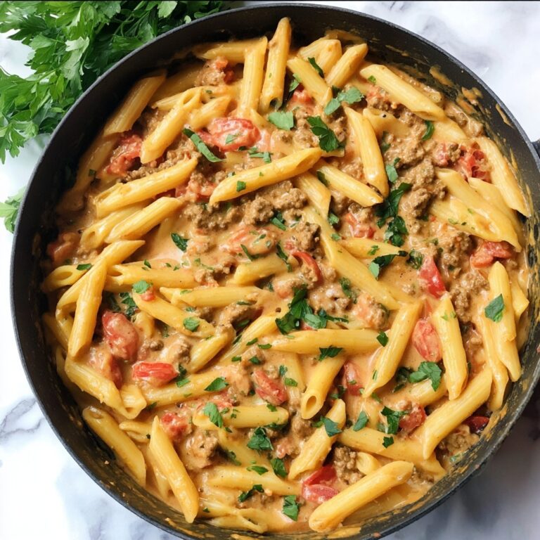 Creamy Rotel Pasta with Ground Beef and Cheddar Recipe
